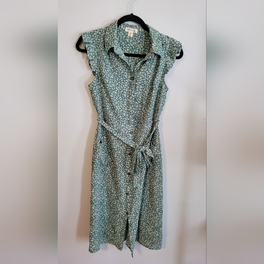 Monteau green and white floral dress, size M
